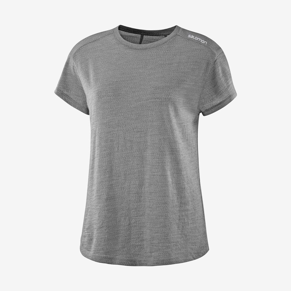 T-Shirts Salomon Femme Grise - Salomon OUTLIFE MERINO SS W - France (6704-CWOIG)